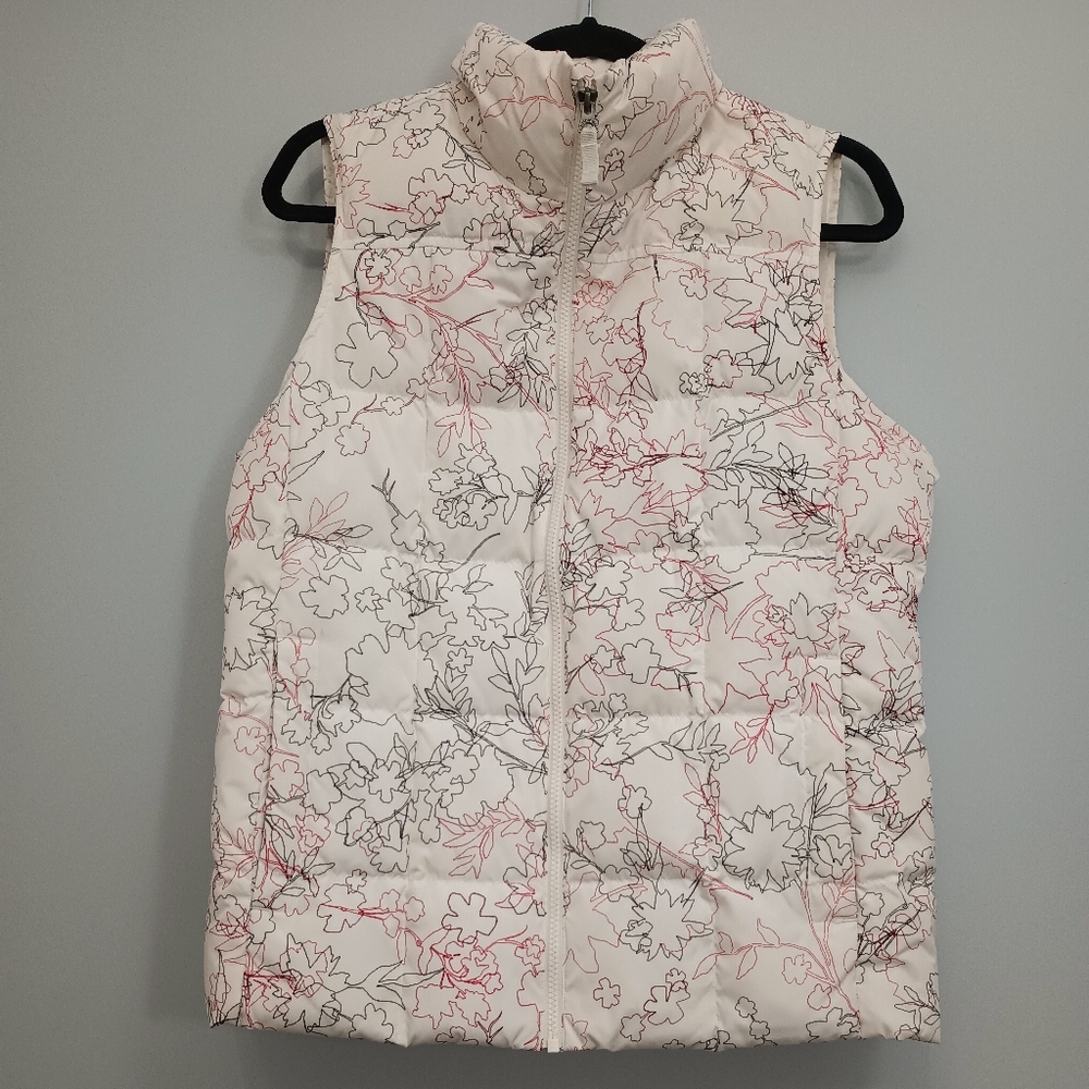 Lands' End Floral Quilted Down‎ Vest M